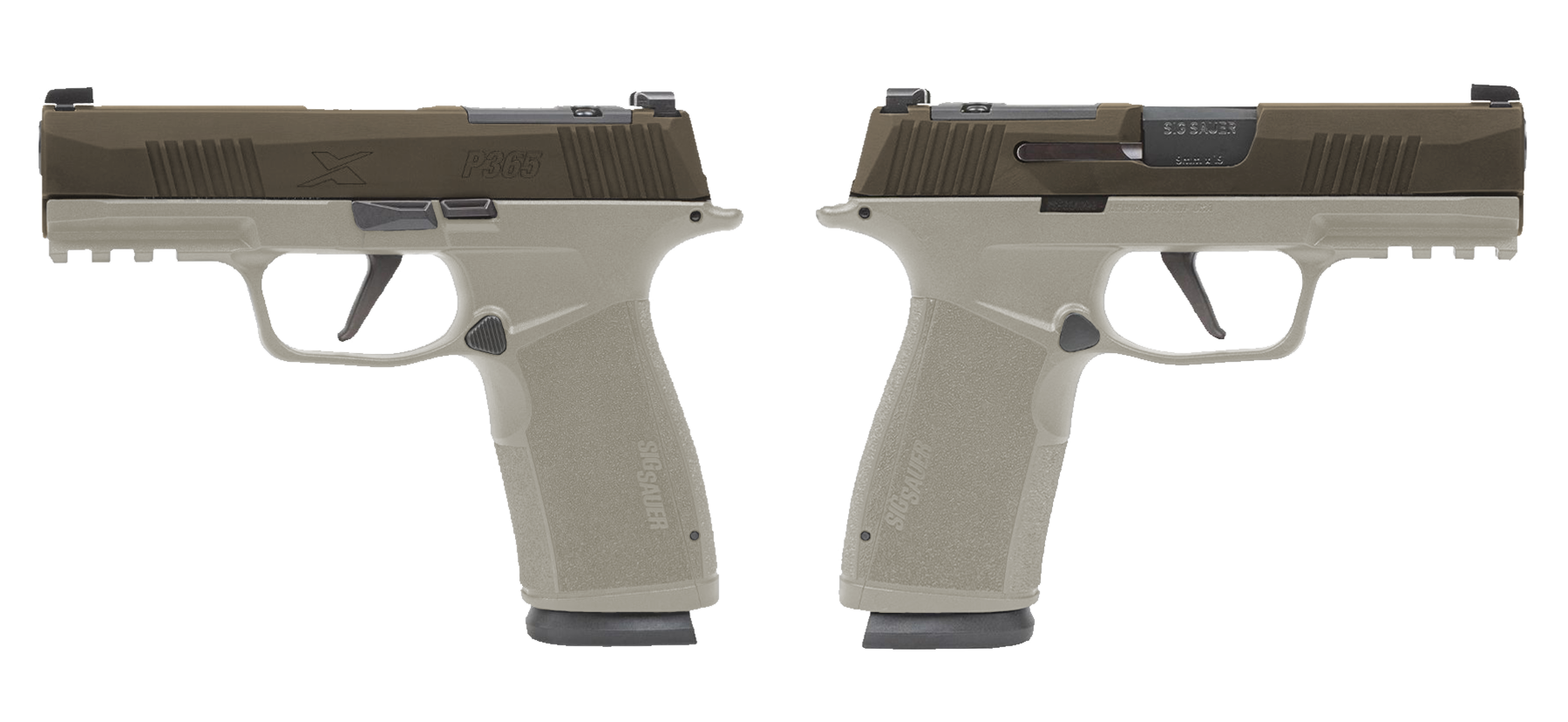 SIG SAUER P365 X-MACRO 9MM PSTL 3.7″ 2-17RD OR 2 TONE BRONZE/TAN