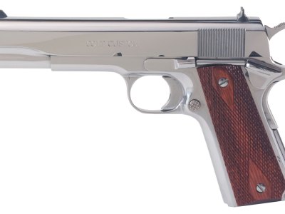 Colt Mfg O1070BSTS 1911 Government 45 ACP 7+1 5″ Stainless National Match Barrel, Serrated Slide & Frame w/Beavertail, Redwood Grip
