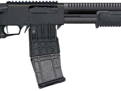 MOSSBERG 590RM TACTICAL MAG FED 12G SHOTGUN 18.5″ BREACHER BBL, MAGPUL FOLDING SIGHTS, 10+1