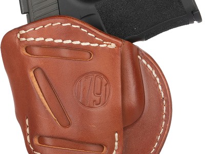 1791 Gunleather 4WH3CBRR 4-Way  IWB/OWB Size 03 Classic Brown Leather Belt Clip Compatible w/Glock 26/Ruger LC9/S&W M&P Shield 2.0 9/40 Right Hand