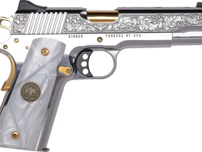 KIMBER PATRIA 38 SUPER 1911 5″ STAINLESS/GOLD ENGRAVED 1-8RD 1 OF 300