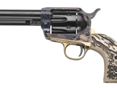 Taylors & Company 200071 1873 Cattleman 357 Mag Caliber with 4.75″ Blued Finish Barrel, 6rd Capacity Blued Finish Cylinder, Color Case Hardened Finish Steel Frame & Imitation Stag Grip