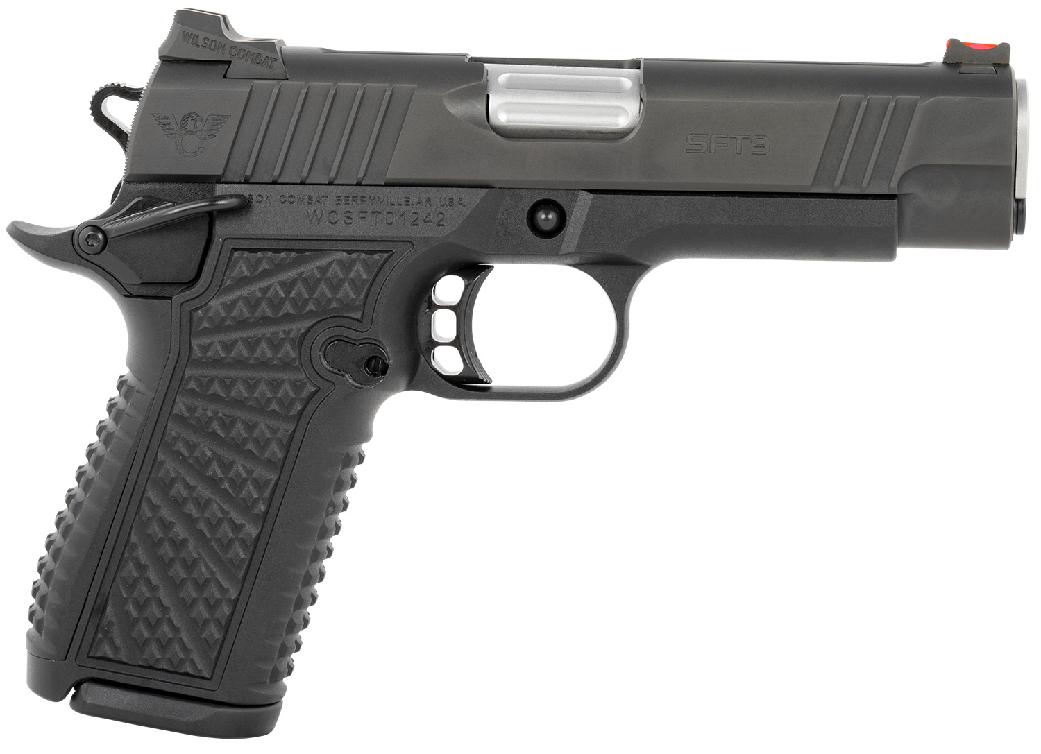 Wilson Combat SFT9CM42A SFT9  9mm Luger 15+1 (2) 4.25″ Stainless, Black, Beavertail Frame, Integrated Grips, Fiber Optic Sights, Ambi Safety