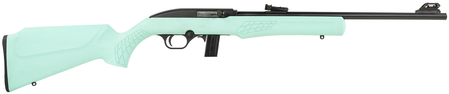 Rossi RS22L1811TL RS22  Full Size 22 LR 10+1 18″ Matte Black Steel Barrel, Matte Black Grooved Aluminum Receiver, Teal Synthetic Fixed Stock