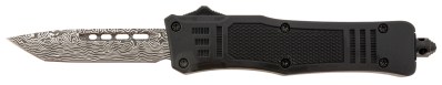 Steel River Knives MT616BDP Spartan  Mini 2.75″ OTF Tanto Plain Laser Etched Damascus 440C SS Blade/4.25″ Black Aluminum Zinc Alloy Handle
