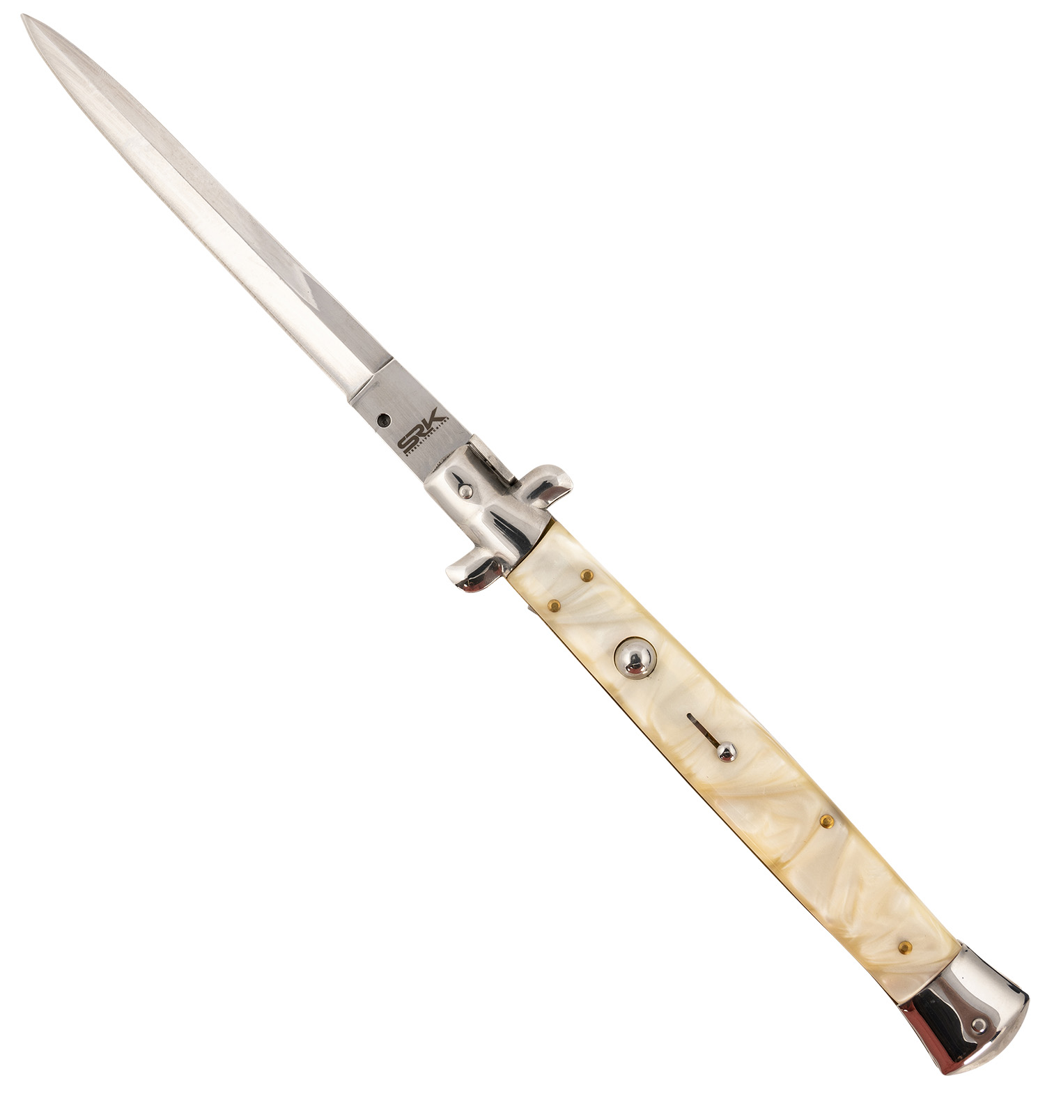 Steel River Knives CIMOPD Spartan  6″ Italian Dagger Polished Blade 7″ Mother of Pearl Synthetic Handle Side Open
