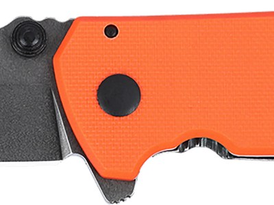 CRKT 2486 SQUID  Compact 1.75″ Folding Drop Point Plain Stonewashed D2 Steel Blade, Blaze Orange G10/SS Handle