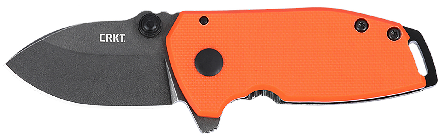 CRKT 2486 SQUID  Compact 1.75″ Folding Drop Point Plain Stonewashed D2 Steel Blade, Blaze Orange G10/SS Handle