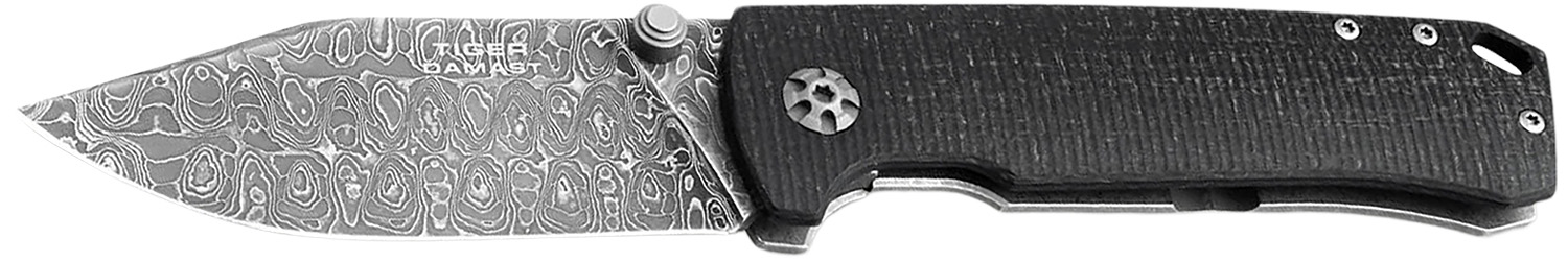 Boker 111103DAM Tiger-Damast  Pocket 3.35″ Damascus Blade Micarta Handle