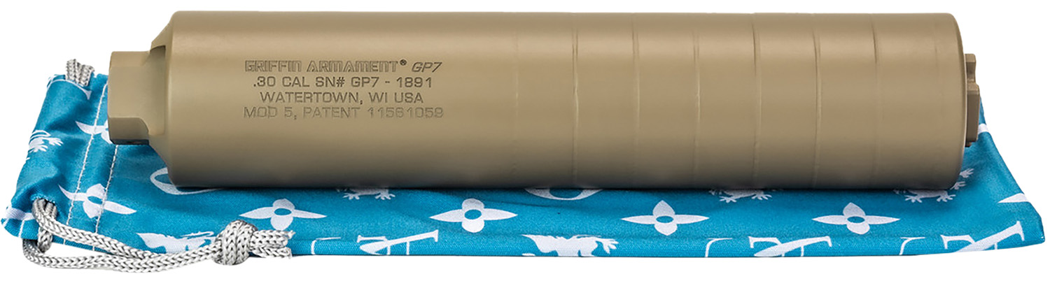 Griffin Armament GAGP7FDE-W GP7 Direct Thread Suppressor 7.62mm 1.50″ FDE 17-4 PH Stainless Steel 5/8″x24