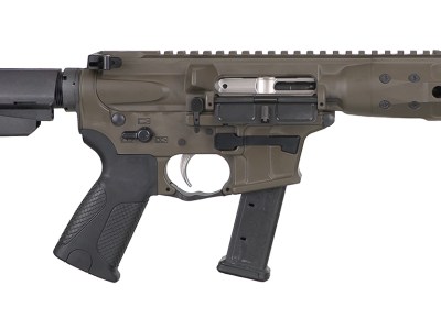 LWRC ICP9PBC8SBA3 IC-9  9mm Luger 8.50″ 33+1 Black Nitride Threaded Barrel, Patriot Brown Anodized Aluminum Picatinny Rail Receiver, SB Tactical SBA3 Brace, LWRC Ultra Combat Grip, Ambidextrous