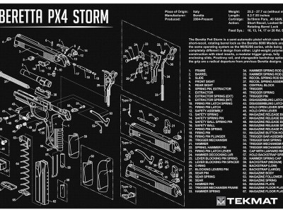 TekMat TEKR17BERPX4 Beretta Px4 Storm Cleaning Mat Black/White Rubber 11″x17″ Beretta PX4 Storm Diagram