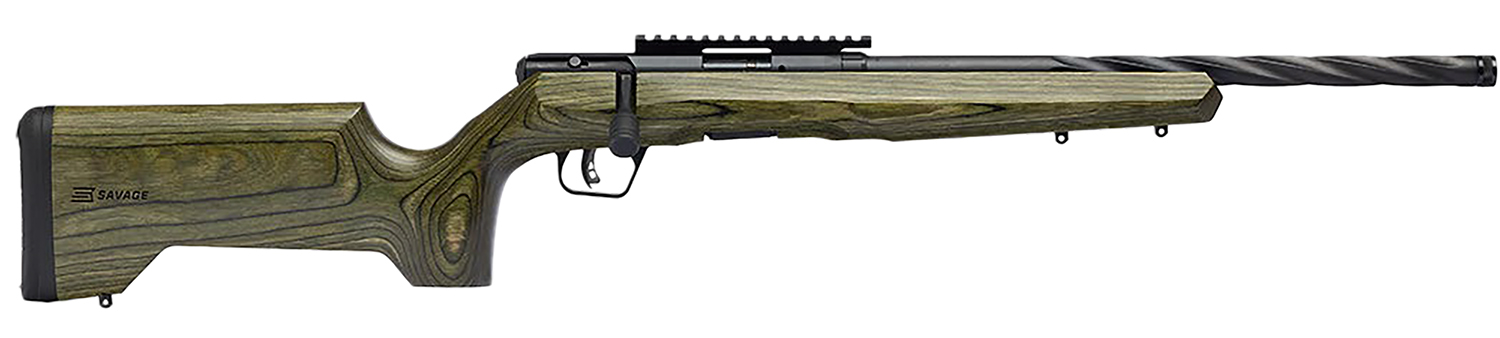 Savage Arms 70551 B Series  Full Size 22 WMR 9+1 18″ Matte Black Spiral Fluted Threaded Barrel, Matte Black Carbon Steel Receiver w/Picatinny Rail, OD Green Fixed Laminate Stock, Right Hand