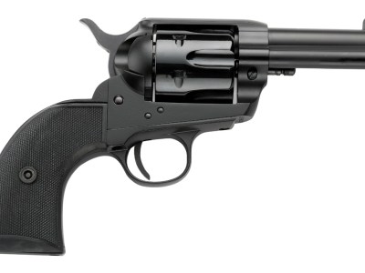 Pietta PFI38ALLOYAS312CB 38 Super 6 Shot 3.50″ Matte Black Steel Frame & Barrel, Black Checkered Grip