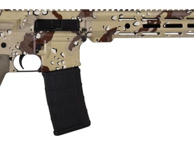 Shark Coast Tactical 300-225-1000-20 Chocolate Chip 5.56 NATO 30+1 16″ Black Melonite Threaded Barrel, Hydro-Dipped Chocolate Chip Aluminum Receiver w/Picatinny Rail, M-LOK Handguard, Magpul Collapsib