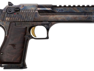 Magnum Research DE50CH Desert Eagle Mark XIX 50 AE 6″ 7+1 Color Case Hardened Carbon Steel with Clear Cerakote Frame & Slide Walnut with Engraved Desert Eagle Logo Grip