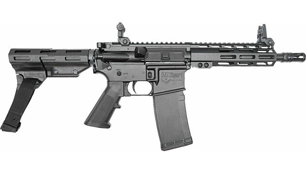 ATI MILSPORT 300BLK PISTOL 8.5″ BARREL, 7″ MLOK, FLIP UP SIGHTS, BRACE, 1-30RD