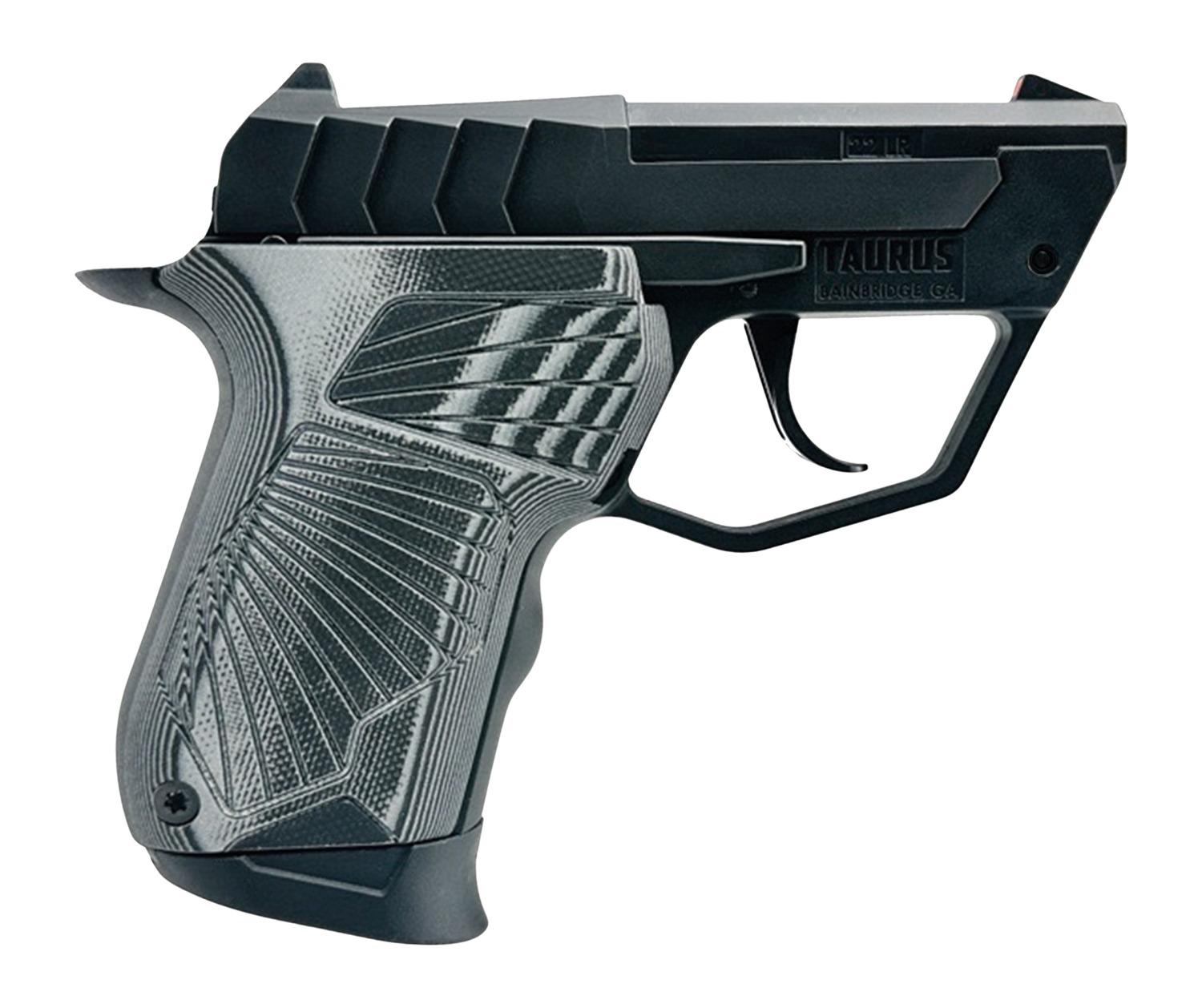 Taurus 1-22TUC131-GRG10 22TUC  Micro-Compact Frame 22 LR 9+1 2.50″ Black Barrel, Serrated Slide & Black Polymer Frame, G10 Grip